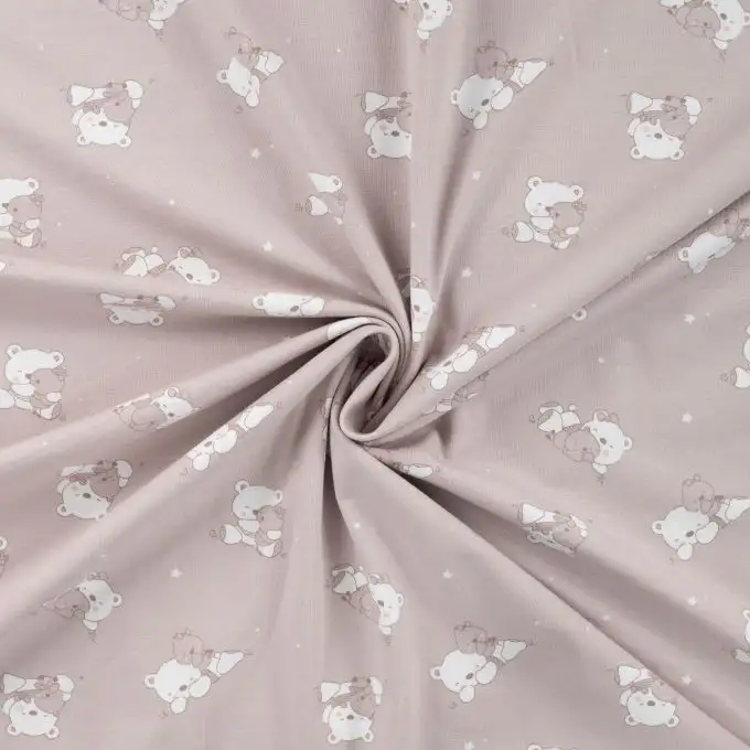 Maglia jersey cotone stampata orsetto beige