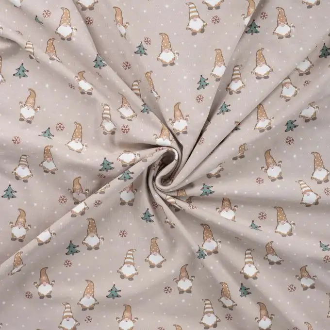 Maglia jersey cotone natalizio stampato elfo beige