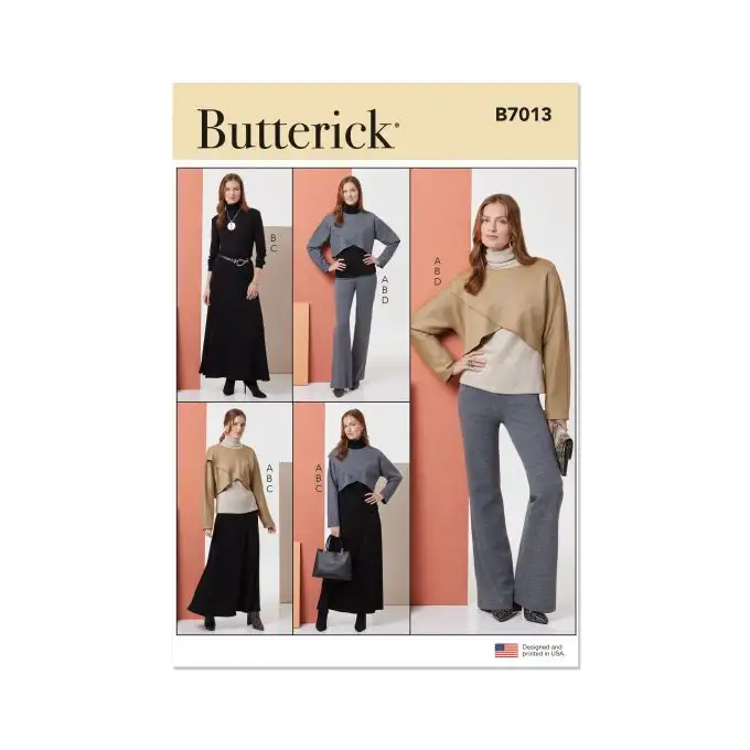 Modello Butterick B7013A Donna Top incrociato XS a XXL