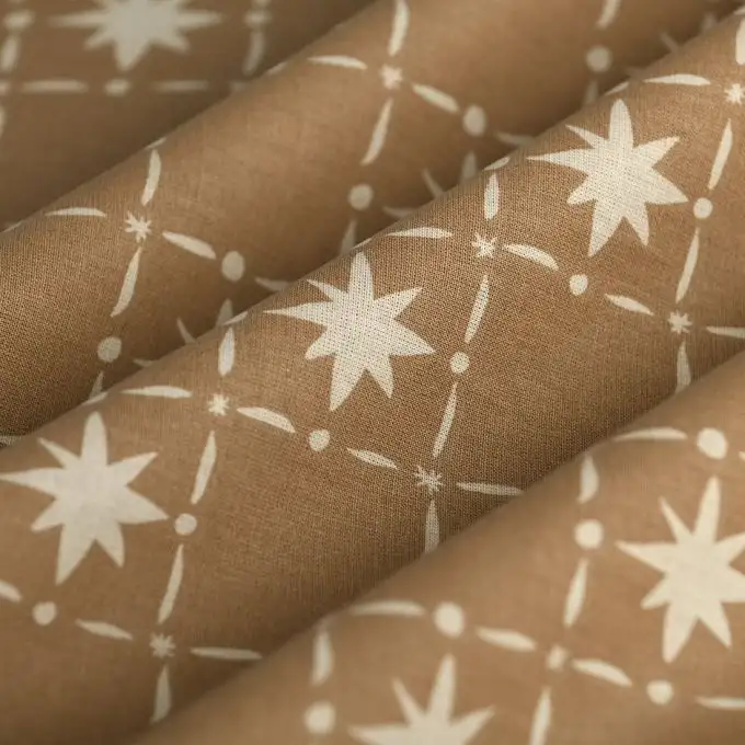 Tessuto cretonne meteorite marrone ecrù ritiro lavaggio 5%