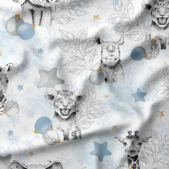 Jersey di cotone stampato Savana Pastello Blu – Certificato Oeko-Tex®