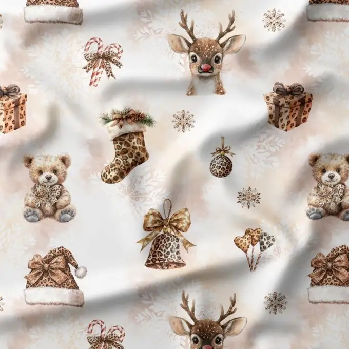 Jersey di cotone stampato Christmas Leopard – Natale Bambino – Certificato Oeko-Tex®