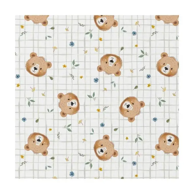 Tessuto cotone bambino digitale teste di orsetto