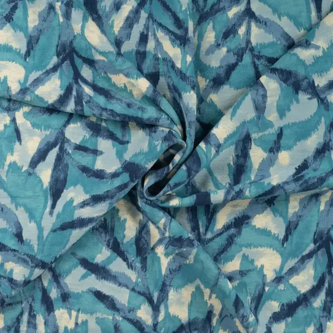 Tessuto viscosa stampato rami blu