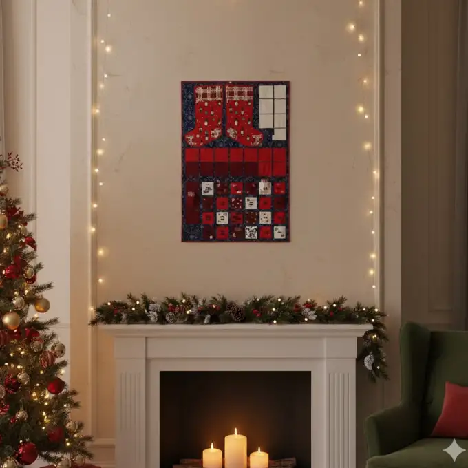 pannello calendario avvento natale 90x135 cm