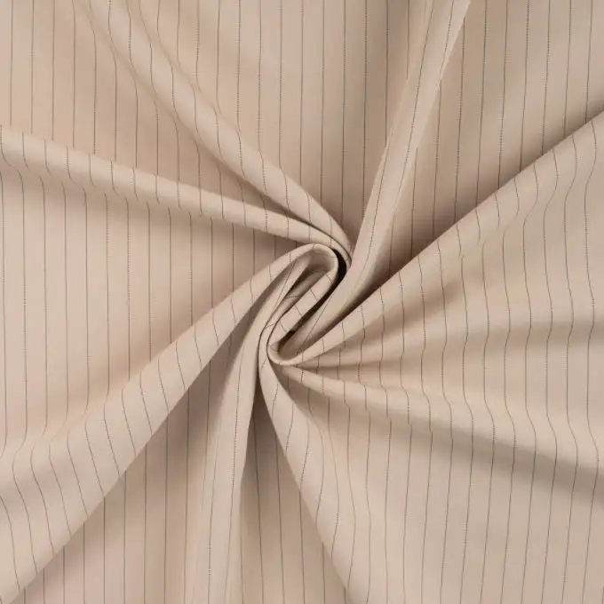 Tessuto twill poliestere stampato righe beige