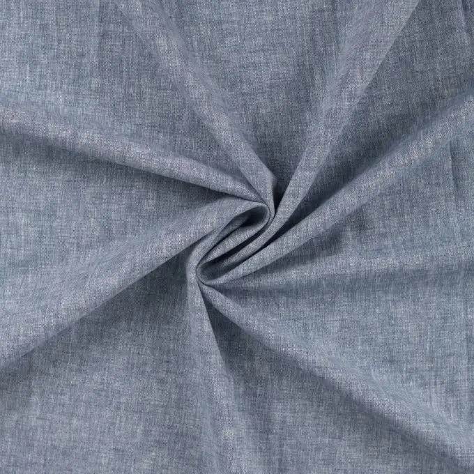 Tessuto cotone lino mélange blu