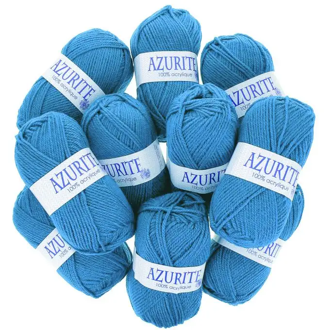Set di 10 gomitoli di filato Azurite 50g 100% acrilico - Col. 3040 Blu medio