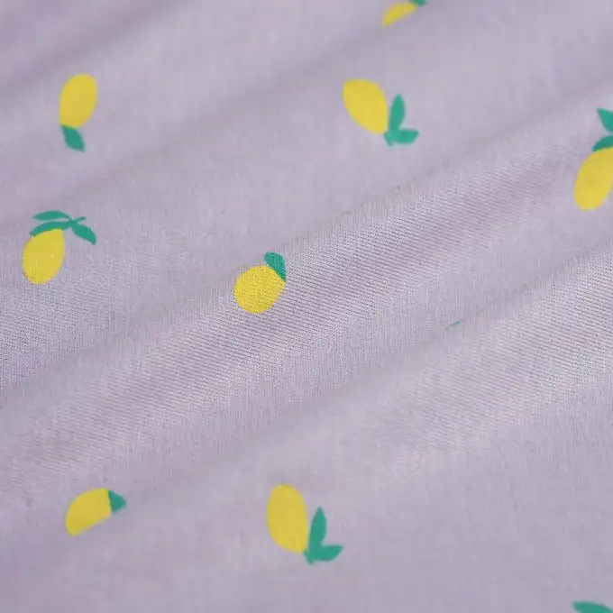 Tessuto jersey cotone limone viola
