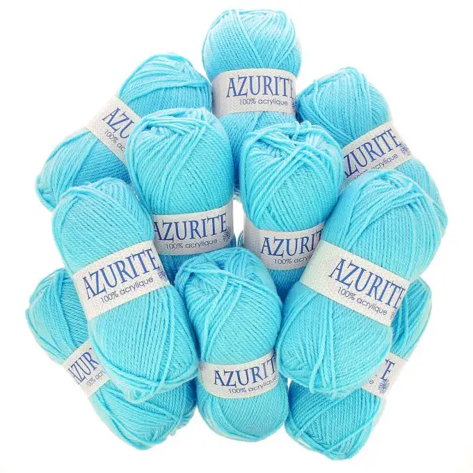 Set di 10 gomitoli di filato Azurite 50g 100% acrilico - Col. 2635 Blu turchese
