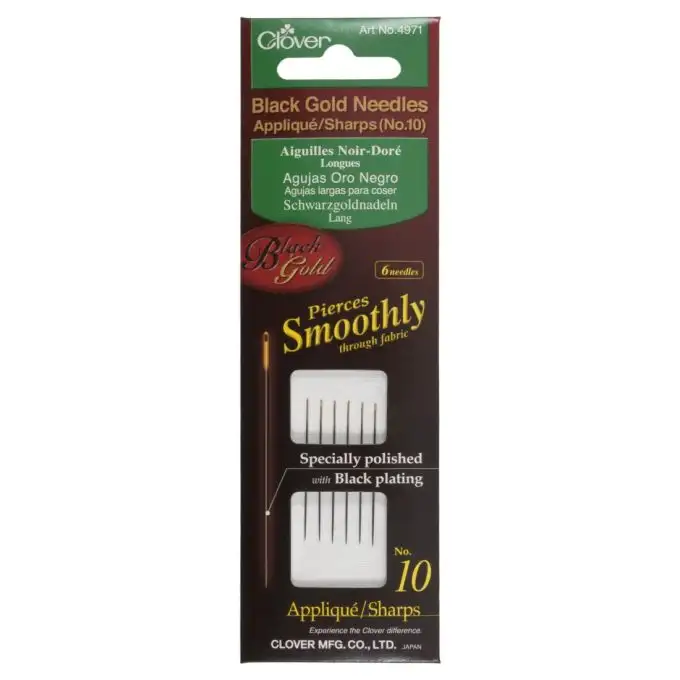 Aghi applicati Sharps n° 10 oro e nero x6 - Clover
