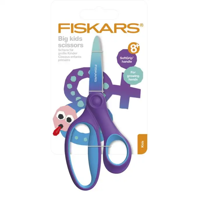 Forbici bambino softgrip 15 cm blu e viola - Fiskars