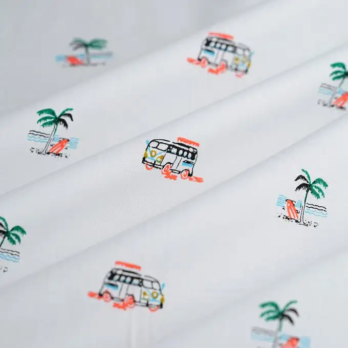 Tessuto popeline cotone Van palmier ecru