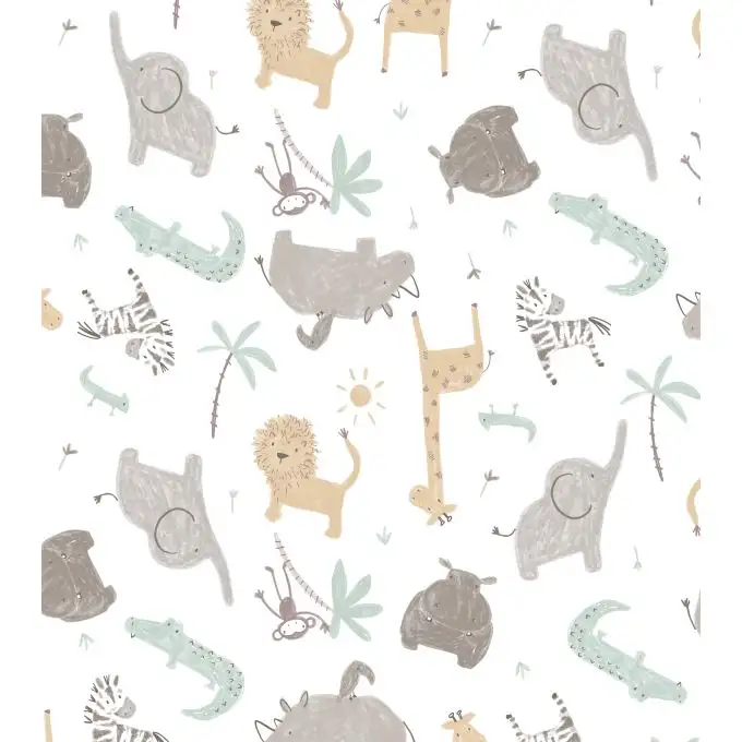 Maglia jersey cotone stampata animali carini ecru