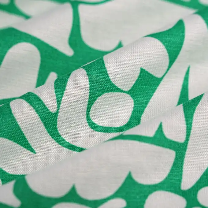 Tessuto in viscosa lino forma ritagliata ecru verde