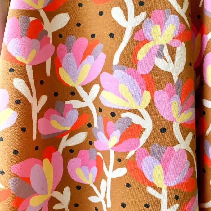 FIORI E PISELLI MARRONE FRENCH TERRY AL METRO