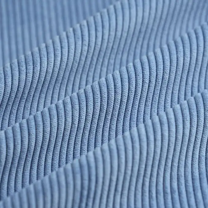 Tessuto velluto a coste First blu morbido