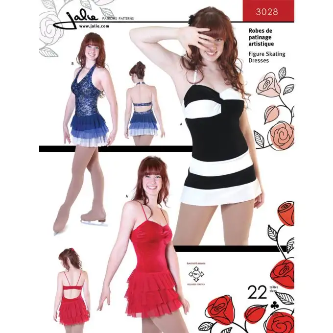 Modello Jalie 3028 abiti pattinaggio twist o allacciatura bambino adulto
