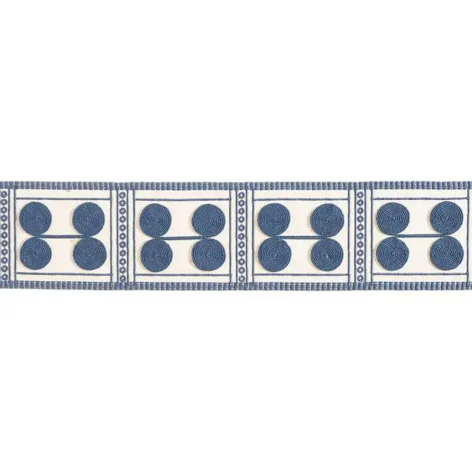 Nastro Ricamato a Mano 75mm Colore Blu