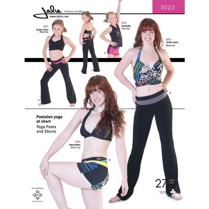 Modello Jalie 3022 pantaloni yoga e pantaloncini bambino adulto