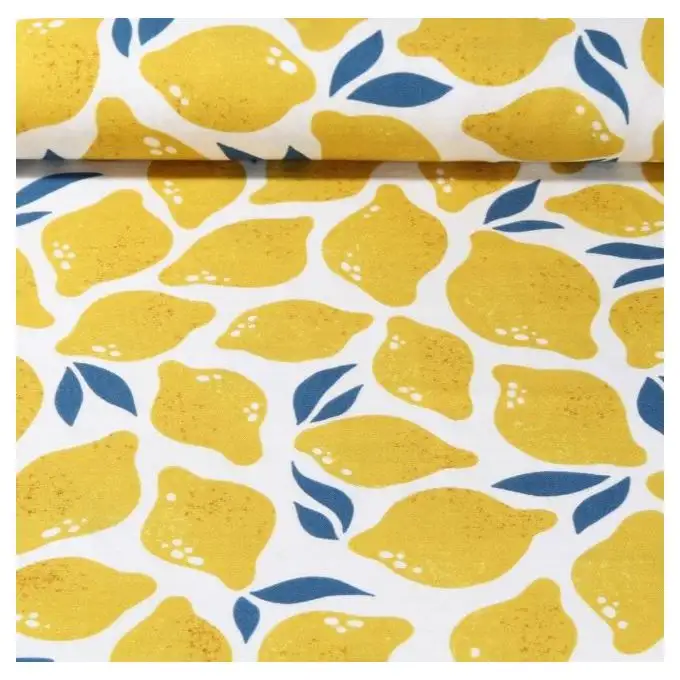 Tessuto doppia garza stampato limone giallo - Albstoffe