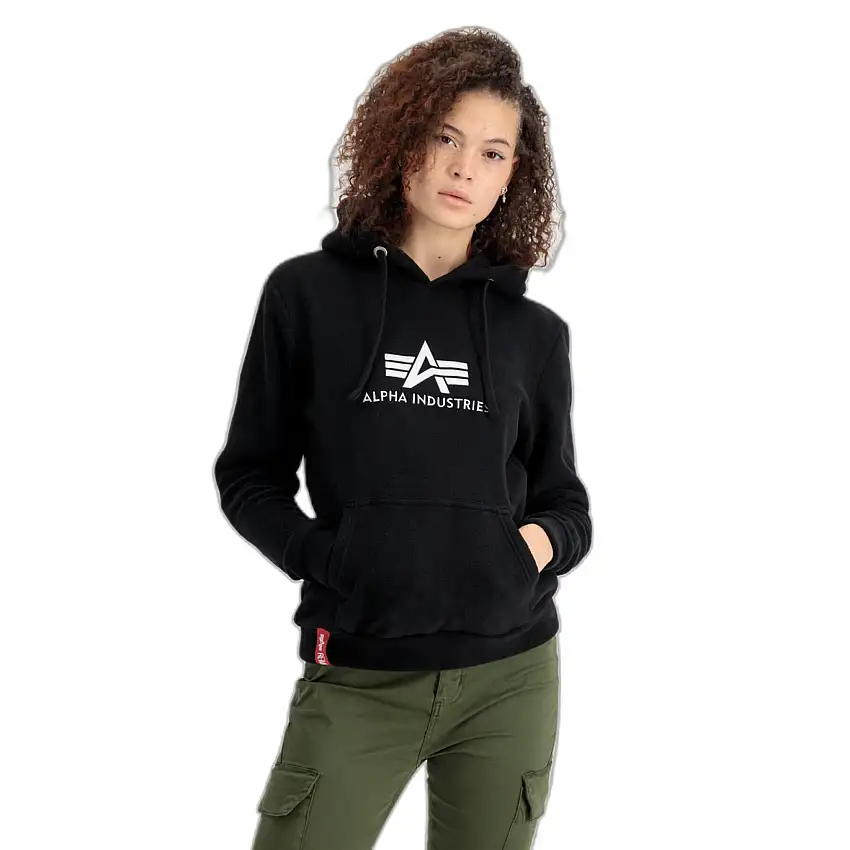 Sweatshirt felpa con cappuccio in pile da donna Alpha Industries Basic