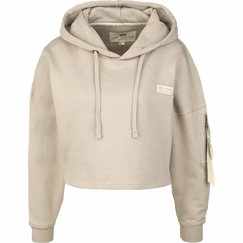 Sweatshirt felpa con cappuccio crop top da donna Alpha Industries Organics OS