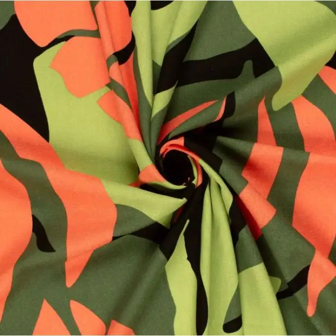 Tessuto tela viscosa lino motivo XL verde