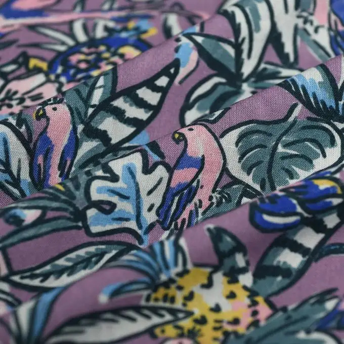 Tessuto popeline viscosa giungla mauve