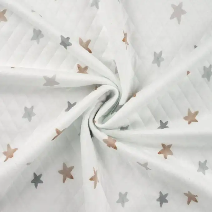 Maglia jersey cotone trapuntato fine stampata stella morbida multicolore