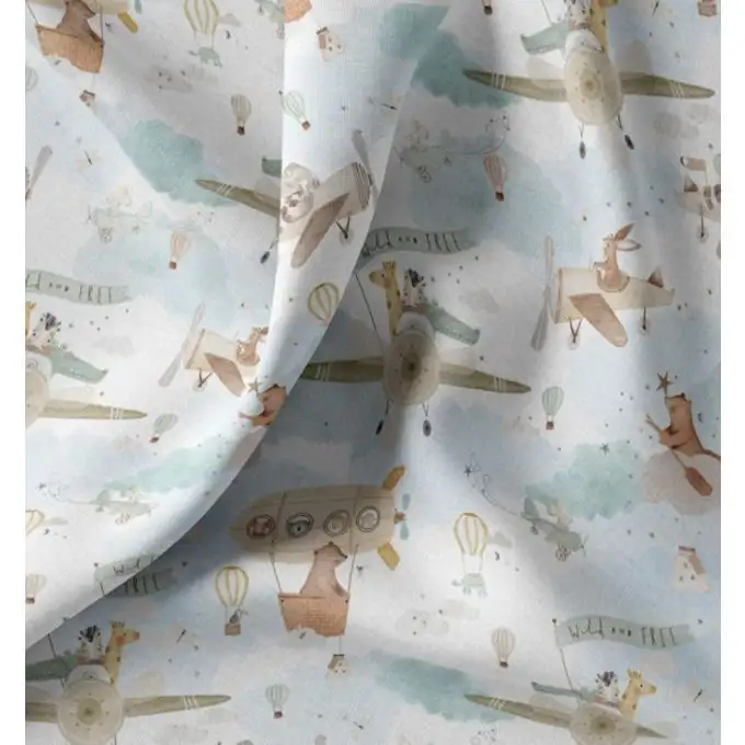 Tessuto cretonne stampato digitale animali in volo multicolore