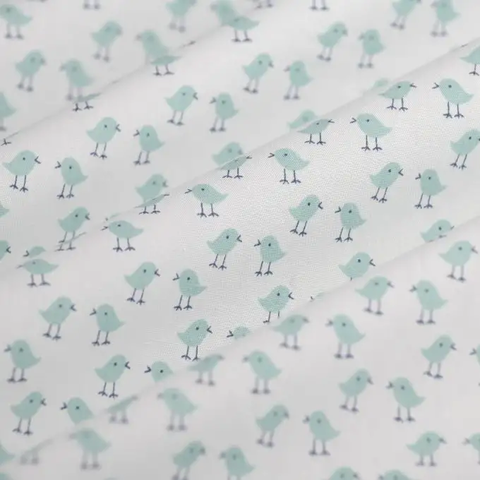 Tessuto popeline cotone biologico uccellino giada ecru