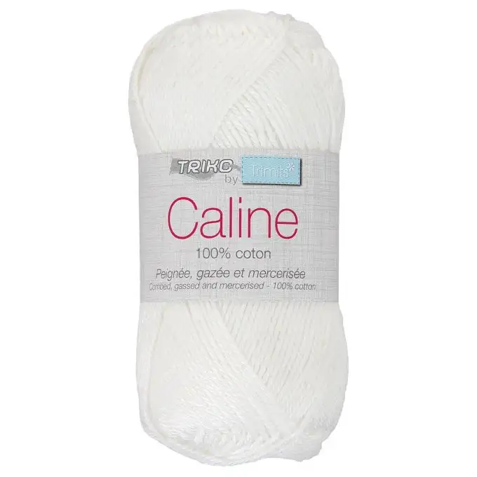 Gomitolo filato Caline 50g 100% cotone mercerizzato - Col. 101 Bianco