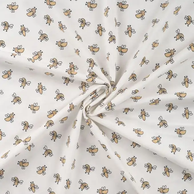 Maille jersey cotone stampato api glitter ecru