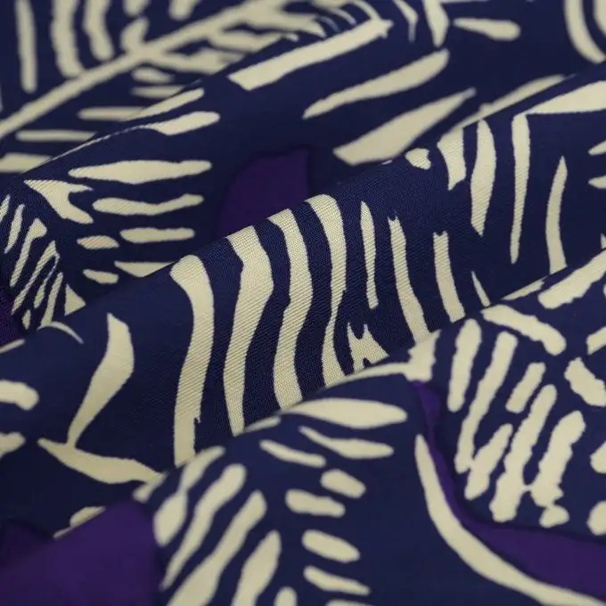 Tessuto twill viscosa palma viola ecru marino