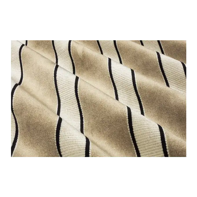 Tessuto Jacquard in Velluto a Righe Beige e Bianco, Sedili e Tende