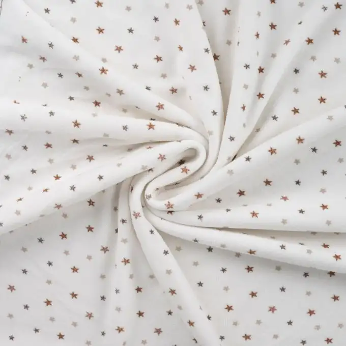 Tessuto velluto stampato stella multicolore