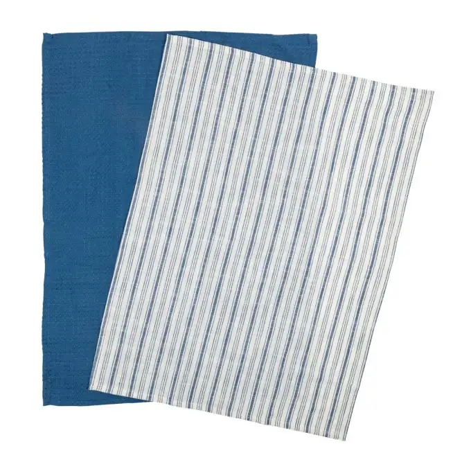 Set di 2 strofinacci essenziali blu 50x70