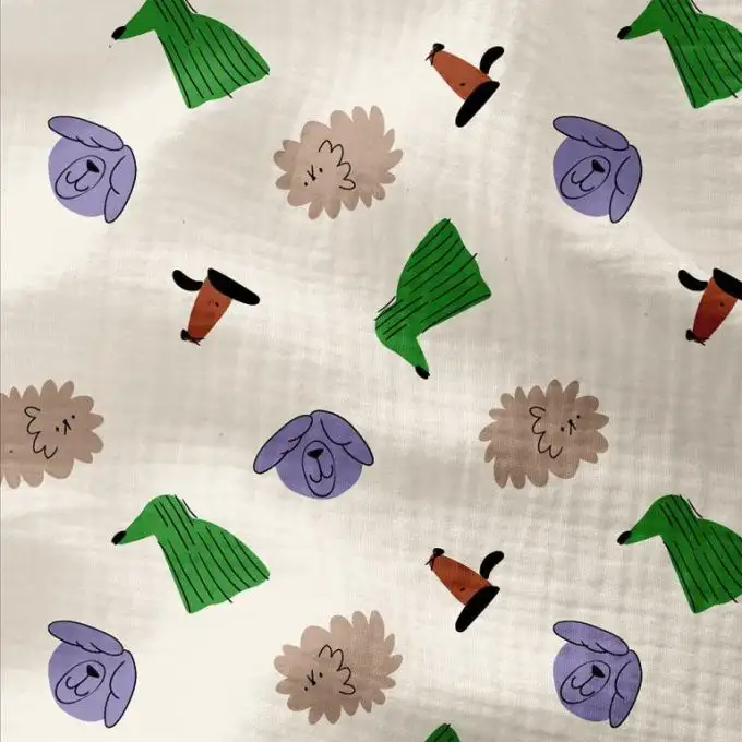 Tessuto doppio garza tutto multicolore ecru