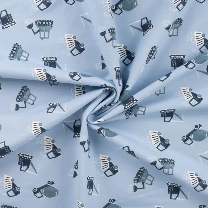 Maglione in felpa francese stampato camion cantiere blu