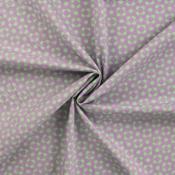 Tessuto popeline di cotone stampato fiore astratto retro viola