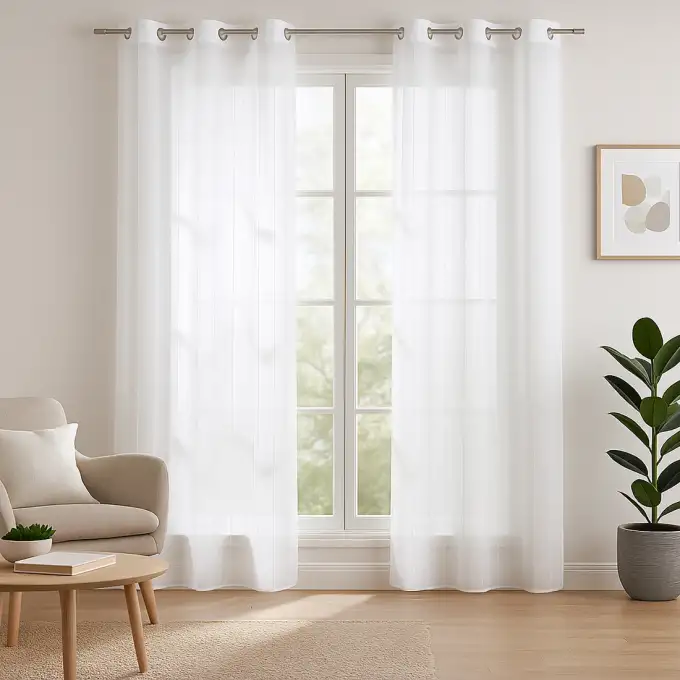 Voile rigato ricamato bianco Villefranche