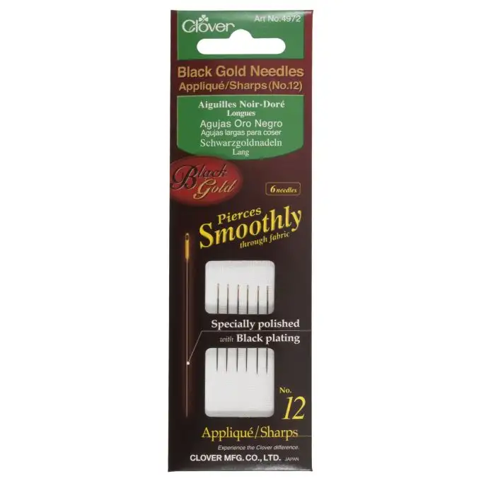 Aghi applicati Sharps n° 12 oro e nero x6 - Clover