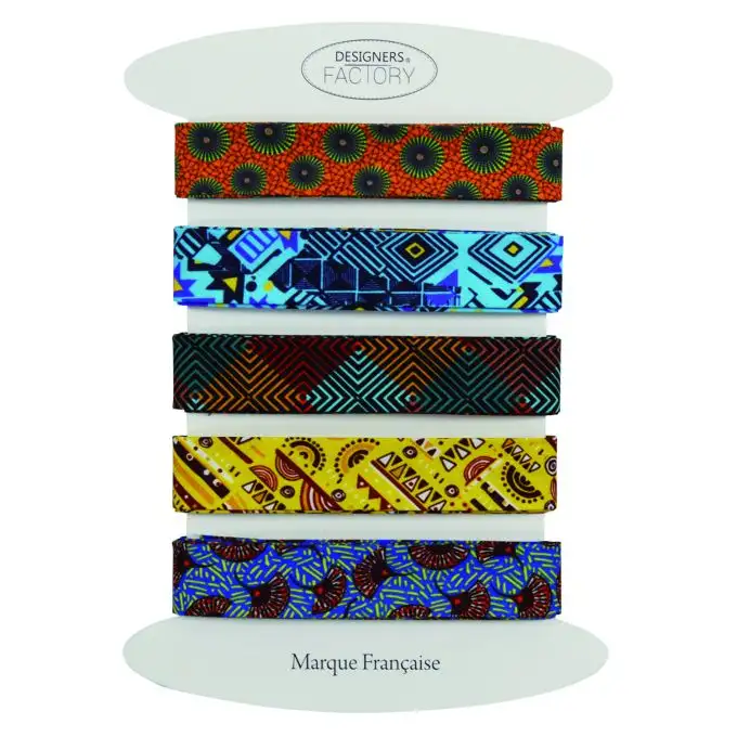 Set di 5 Nastri in sbieco in cotone stampato - 2 metri per colore (Set L)