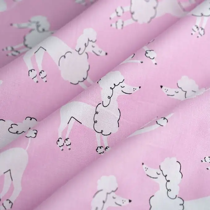 Tessuto popeline cotone barboncino lilla