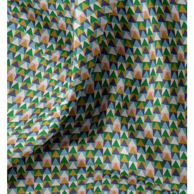 Tessuto rivestito triangolo geo verde blu