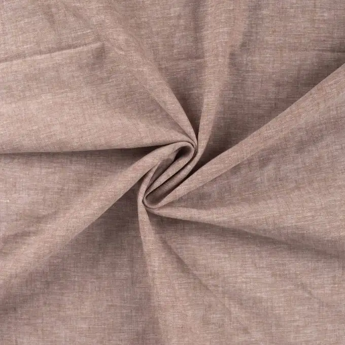 Tessuto cotone lino mélange marrone scuro