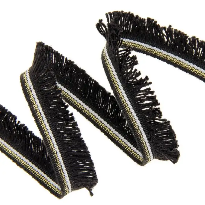 Frange mini lurex nera dorata 15mm