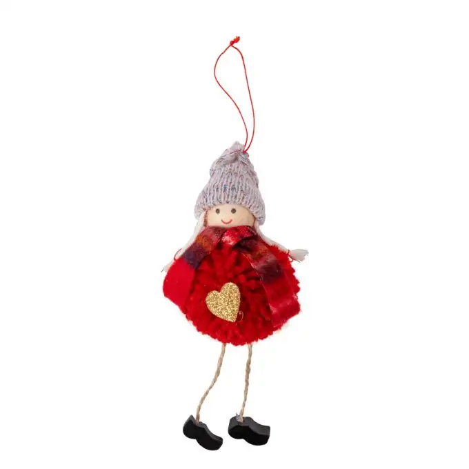 Sospensione di Natale pompon cuore bambina