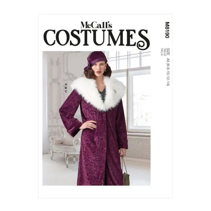 Patron McCall's 8190A5 - Costume donna cappotto e cappello stile 1920A5 taglie 34-42